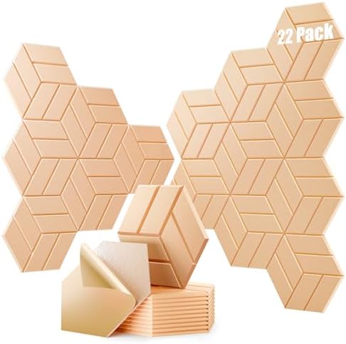 22Pcs Acoustic Panels with Self-adhesive, Hexagonal Soundproof Wall Panels High by OTUOER