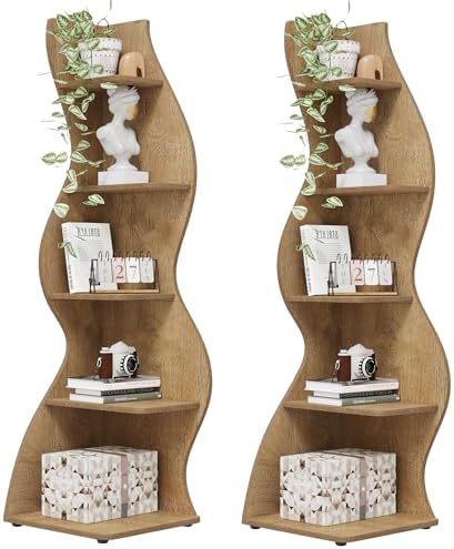 Tribesigns Corner Shelf, Modern 5-Tier Wall Corner Bookshelf, Stylish Corner by Tribesigns