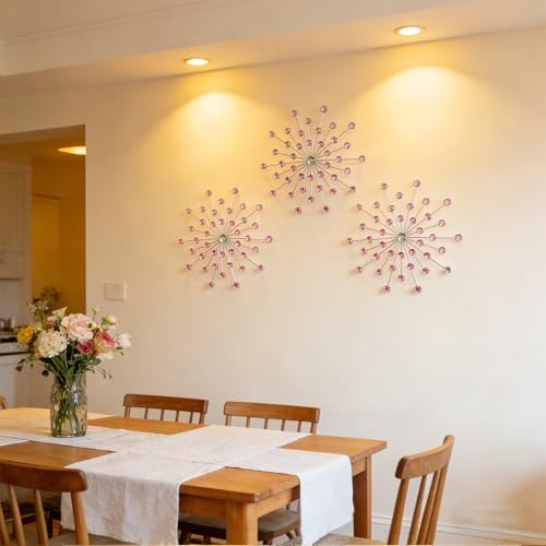 ZEXUIRU 3 Set Silver Starburst Wall Art - Image 3