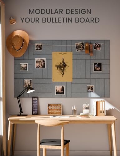 Fluxynara 36" x 24" Large Felt Bulletin Board，Slate Gray - Image 5