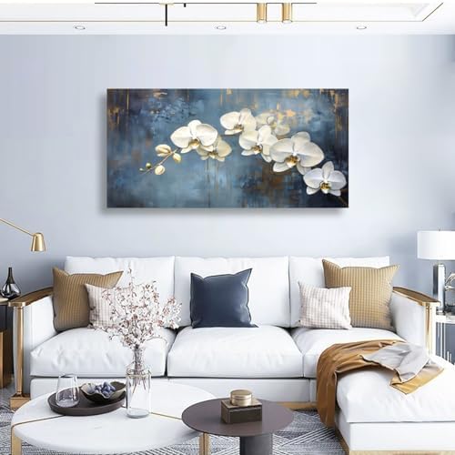 Abstract White Butterfly Orchid Canvas Wall Art - Image 6