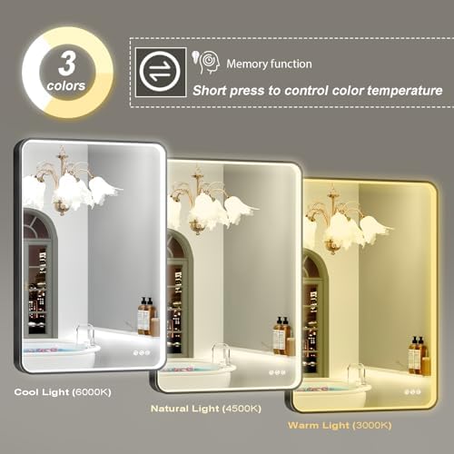 LED Mirror for Bathroom 24X36 Inch Black Framed - Image 2