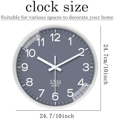 XNM Minimalist Wall Clocks Battery Operated 10 Inch - Image 3