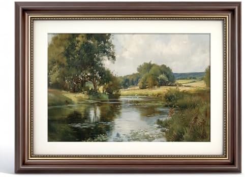 VIYYIEA Vintage Landscape Wall Art, Nature Lakeside Scene Canvas Prints by VIYYIEAART