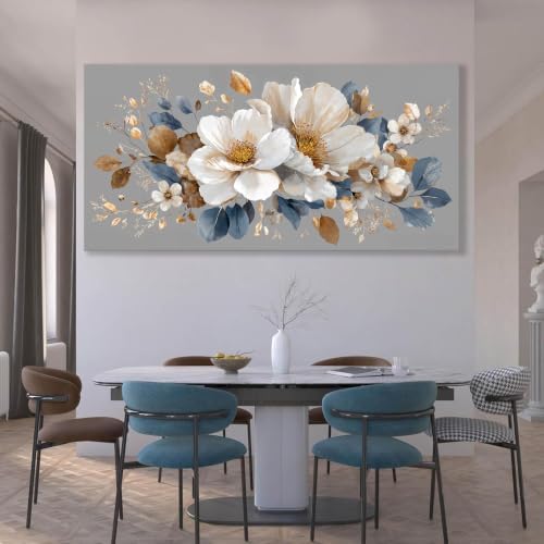 White Floral large Canvas Wall Art - Image 6