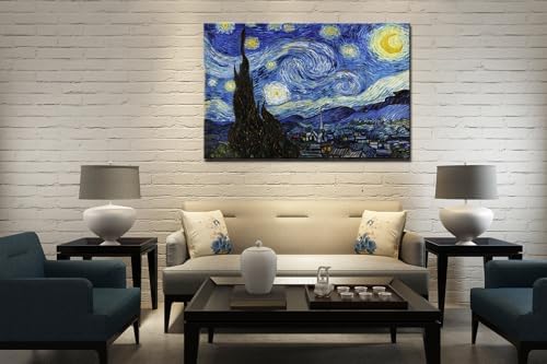 msspart Starry Night by Vincent Van Gogh Canvas Wall art, Classic Painting - Image 7