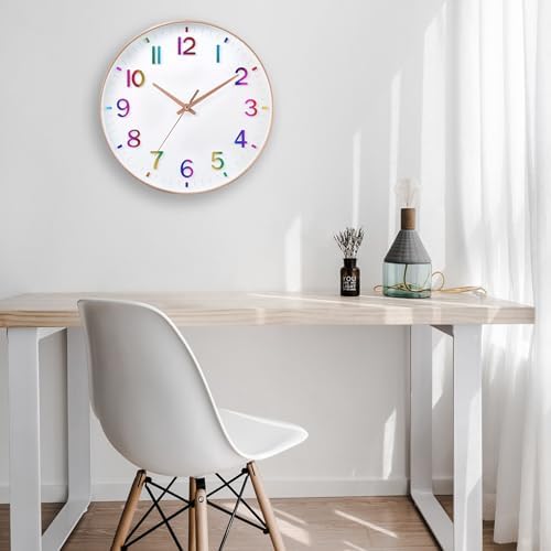 HZDHCLH 12 Inch Silent Wall Clock Battery Operated Non Ticking Colorful - Image 2