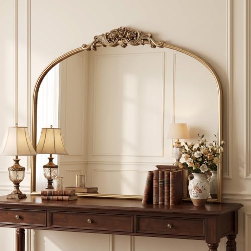 40"x30" Vintage Gold Mirror, Large Baroque Mirror by Wemily