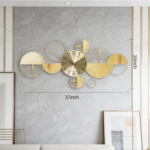 Modern Large Wall Clock Metal Decorative Clock, 3D Creative Wall Art Silent Non - Image 5