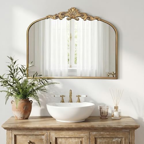 Antique Baroque Vintage Vanity Mirror 28x36Inch, Arched Vintage Wall Mirror - Image 7