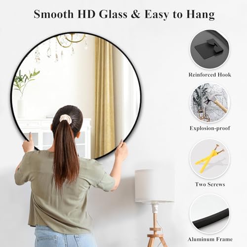 Black Round Mirror 30 Inch, Wall Circle Mirror - Image 5