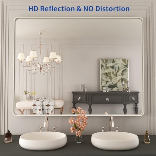 WEER Brushed Nickel Bathroom Vanity Mirror 48X36 Inch - Image 2