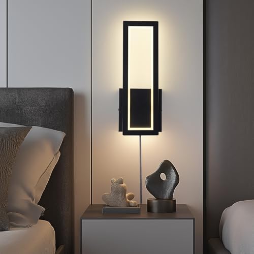 Plug in Wall Sconce Set of 2 Modern Indoor Wall Mount Light 3000K Warm Light - Image 2
