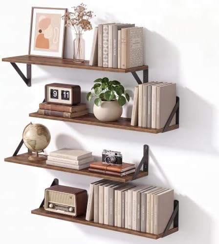 Walnut Shelves for Wall 24x6 Inch by Unknown