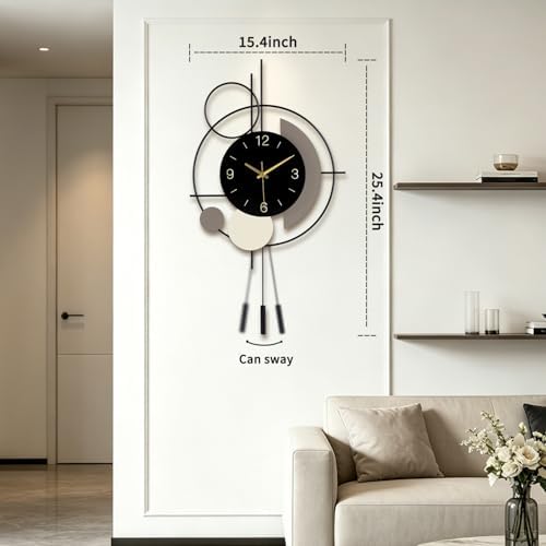 Wall Clock with Pendulum, Silent Quality Quartz Battery Operated, Large Wall - Image 5