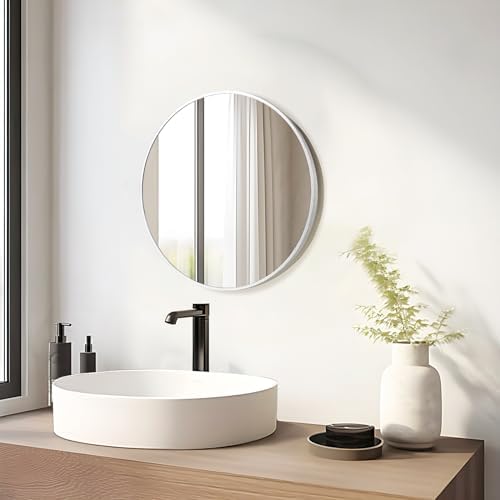 Silver Round Mirror 20 Inch, Wall Circle Mirror - Image 4