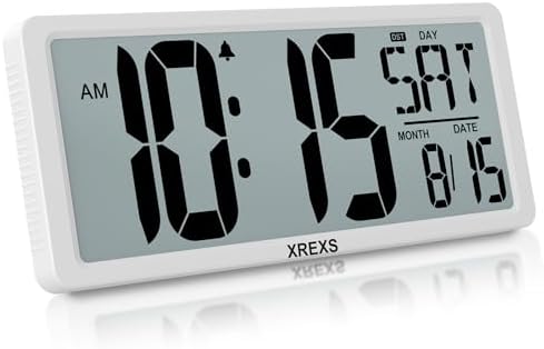 XREXS 14.17" Large Digital Wall Clock, Battery Operated Clock by XREXS