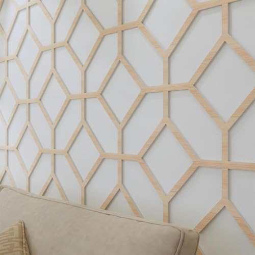 Decorative Modular Fretwork 3D Wall Panels, Cross Grid Oak by Unknown