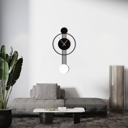 Modern Geometric Metal Wall Clock – Handmade Black Metal Wall Art Clock - Image 3