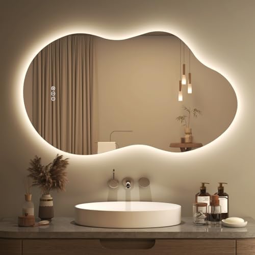 SMIROR 40x24 Irregular Backlit Led Lighted Bathroom Vanity Mirror by SMIROR