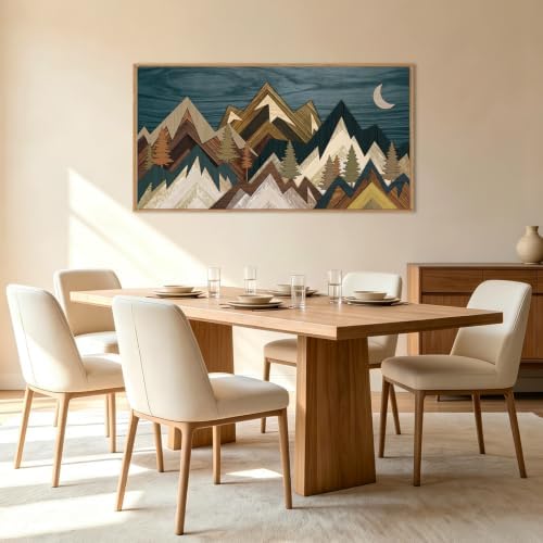 BINCUE Mountain Wall Art Framed Canvas Wall Art Nature Forest Wall Decor Rustic - Image 4
