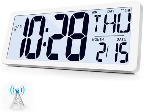 Atomic Clock with Backlight 15.0" Digital Wall Clock Battery Operated Atomic by GEELION