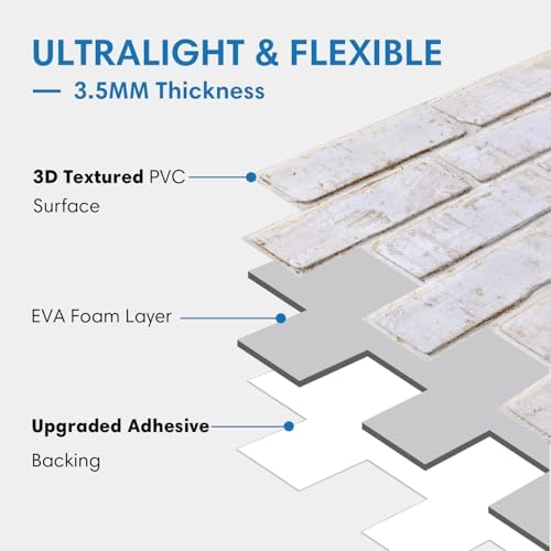 COMSTICKC 3D Faux Brick Peel and Stick Wall Stickers, Ultra-Light - Image 4