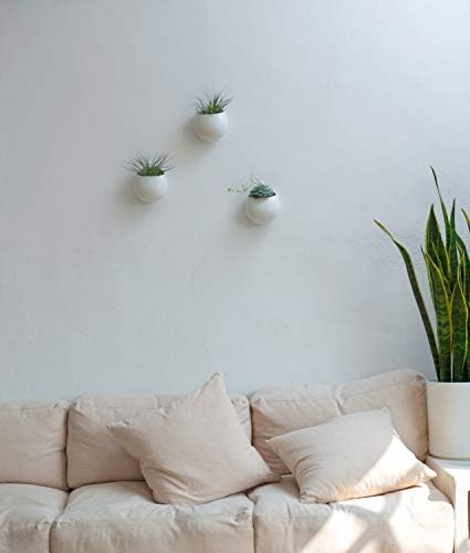 Mkono 4 Inch Wall Mounted Planter Round Ceramic Hanging Plant Holder Decorative - Image 3