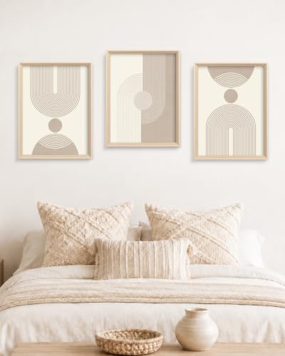 HesenDot Neutral Abstract Framed Wall Art, Modern Geometric Canvas Prints - Image 6