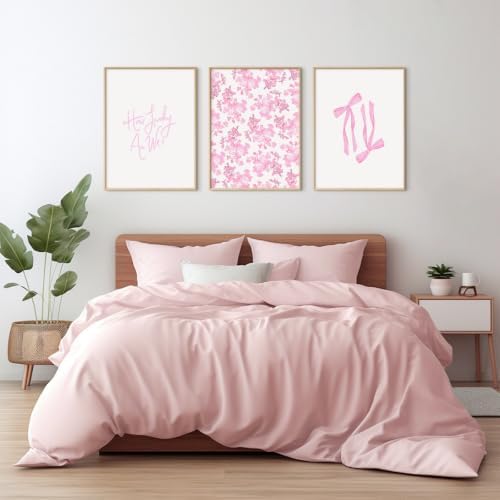Pink Bow Floral Wall Art Preppy Canvas Room Decor How Lucky Are We Wall Art - Image 6
