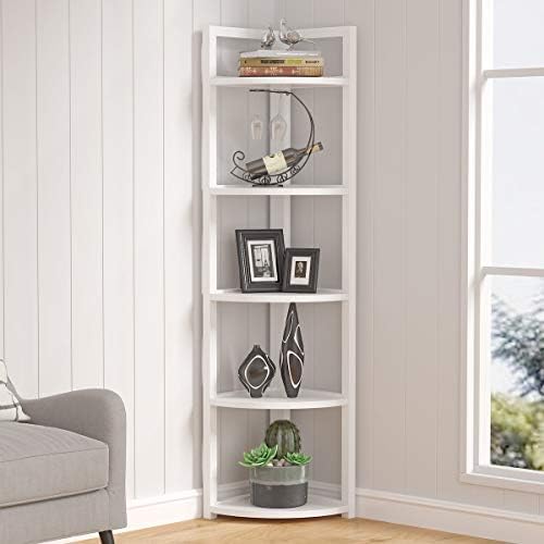 Tribesigns 5 Tier Corner Shelf, Modern Corner Bookshelf Small Bookcase Storage by Tribesigns
