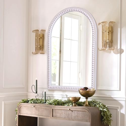 36x24 Inch Arched Mirror for Wall Decor, Wooden Arched Bathroom Mirrors - Image 2