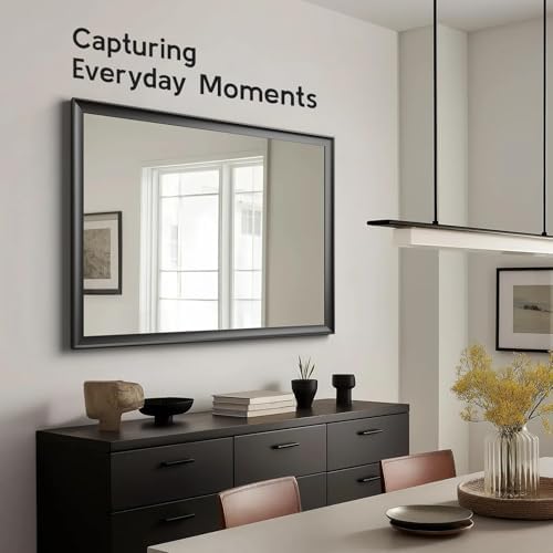 30x40 Inch Black Bathroom Mirror, Rectangle Vanity Wall Mirror - Image 4
