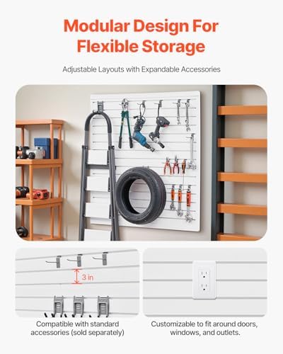 VEVOR Slat Wall Paneling, 4 x 4 ft, PVC Garage Slatwall - Image 4