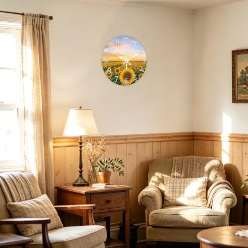 Sunflower Field Wall Clock Silent Non-Ticking 12" - Image 7