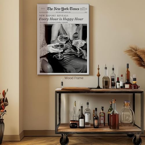 Retro Black and White Newspaper Wall Art 20x30inch Wooden Framed Every Hour Is - Image 3