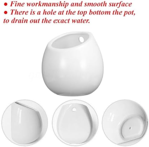 HOMSFOU 2-Pack Hanging Ceramic Planters Whiteware Pots - Image 3