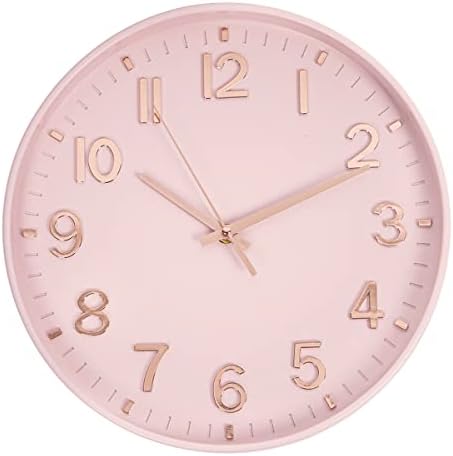 HZDHCLH 12 Inch Silent Wall Clock Battery Operated Non Ticking Pink by HZDHCLH