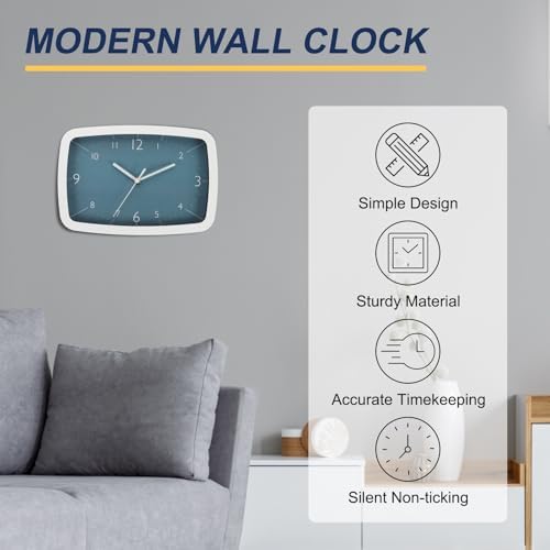 PATIKIL 11 Inch Rectangle Wall Clock, Silent Non-Ticking Modern Wall Clocks - Image 4
