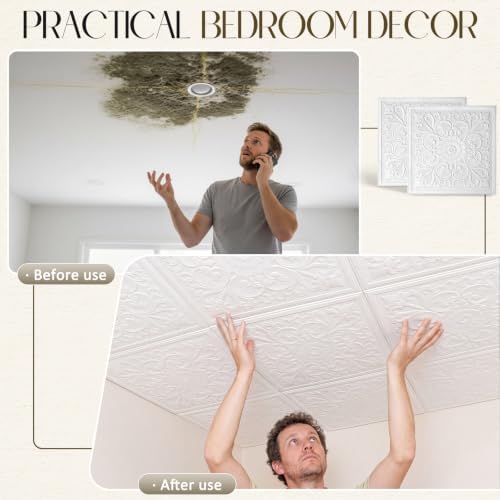 Nuanchu 40 Pcs 13.8 x 13.8 Inch Ceiling Tiles Peel and Stick - Image 4