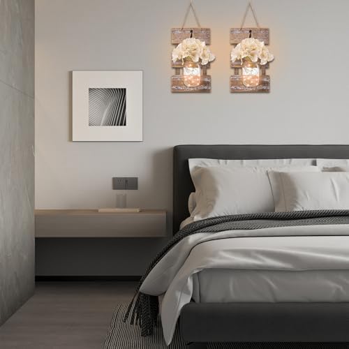 Wall Sconce Decor 2pcs, Mason Jar Wall Sconce Farmhouse Home Decor - Image 3