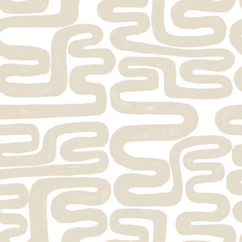 Peel and Stick Wallpaper Beige and White Wallpaper Modern Geometric Contact by Micpolo