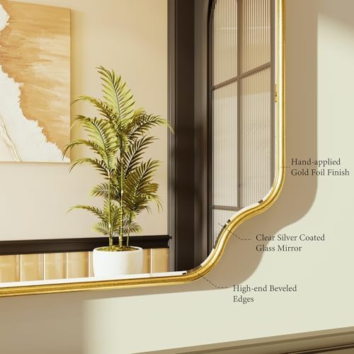 Kelly Miller 24"x60" Gold Foil Scalloped Decorative Full Length Mirror - Image 6