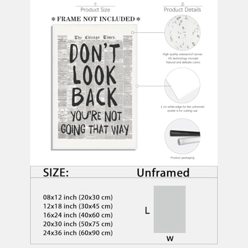 Black and White Retro Newspaper Wall Art Trendy Inspirational Quote Poster - Image 2