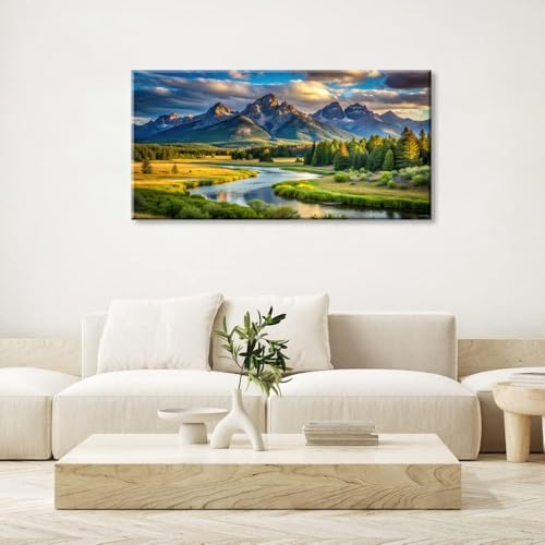 Lasdel Beautiful Mountain River Landscape Wall Art - Image 4