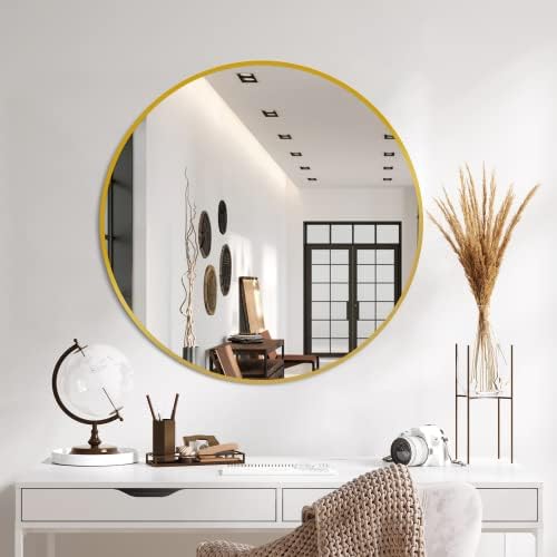 Delma 26 Inch Gold Round Circle Mirror by Delma