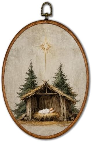 KSDUT Vintage Christian Christmas Baby Jesus Oval Wall Art 8.6"x11.4" by KSDUT