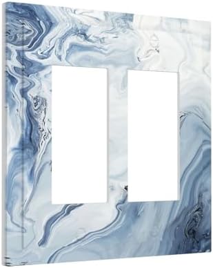 Decorative Outlet Covers Blue Marble Pattern 2 Gang Double GFCI Rocker - Image 2