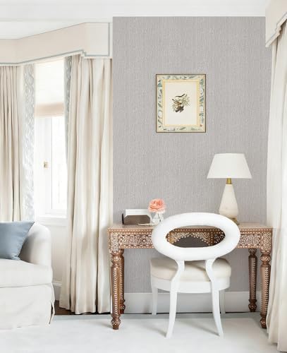 Grey Grasscloth Peel and Stick Wallpaper - Image 3