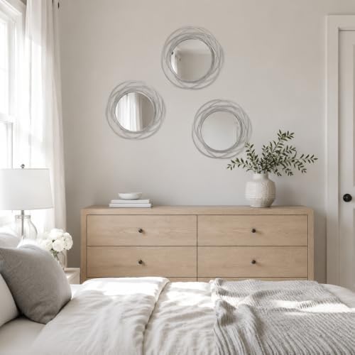 Silver Sunburst Mirror 12x12 Inch, Metal Sun Wall Decor, Small Round Decorative - Image 7